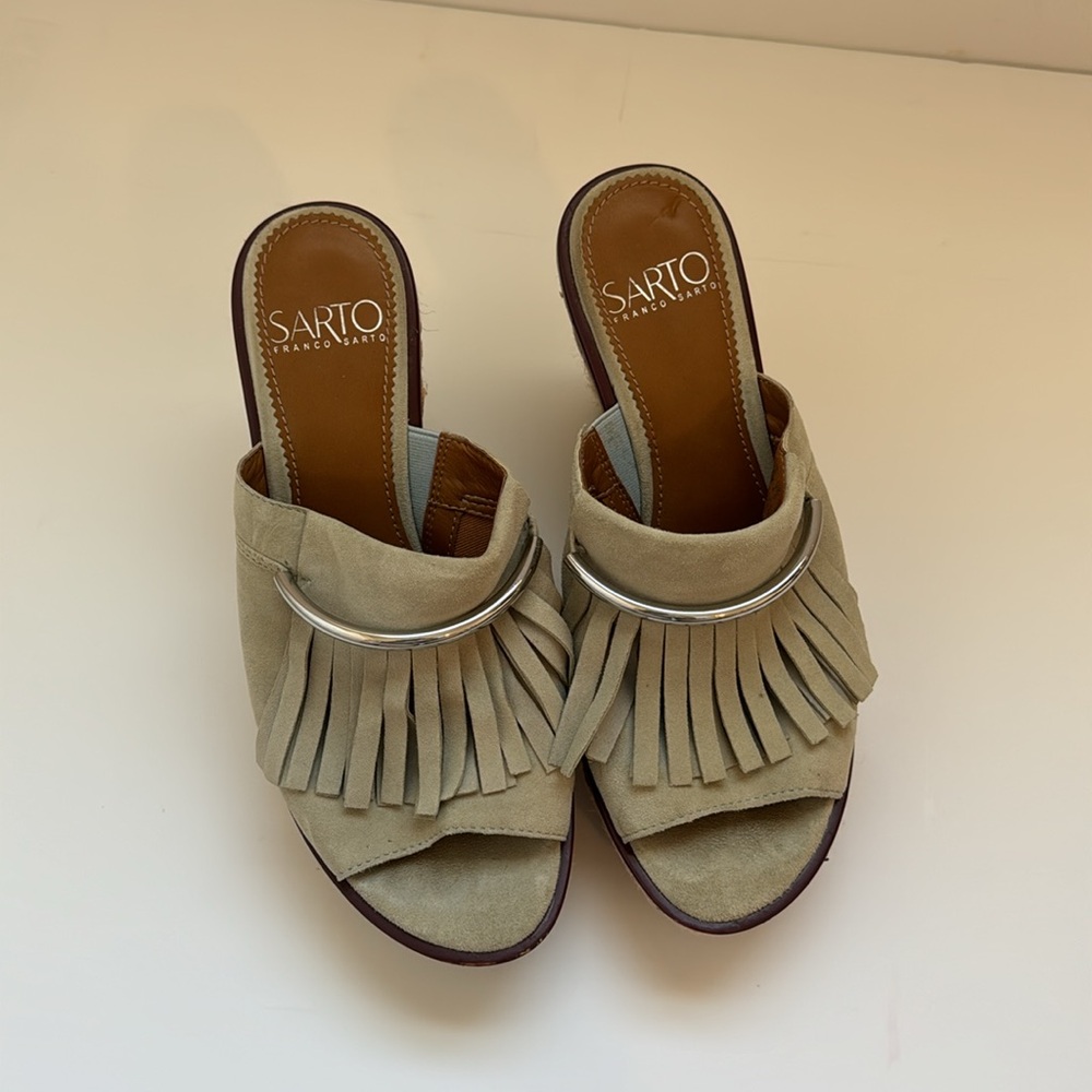 Sarto sage green wedges